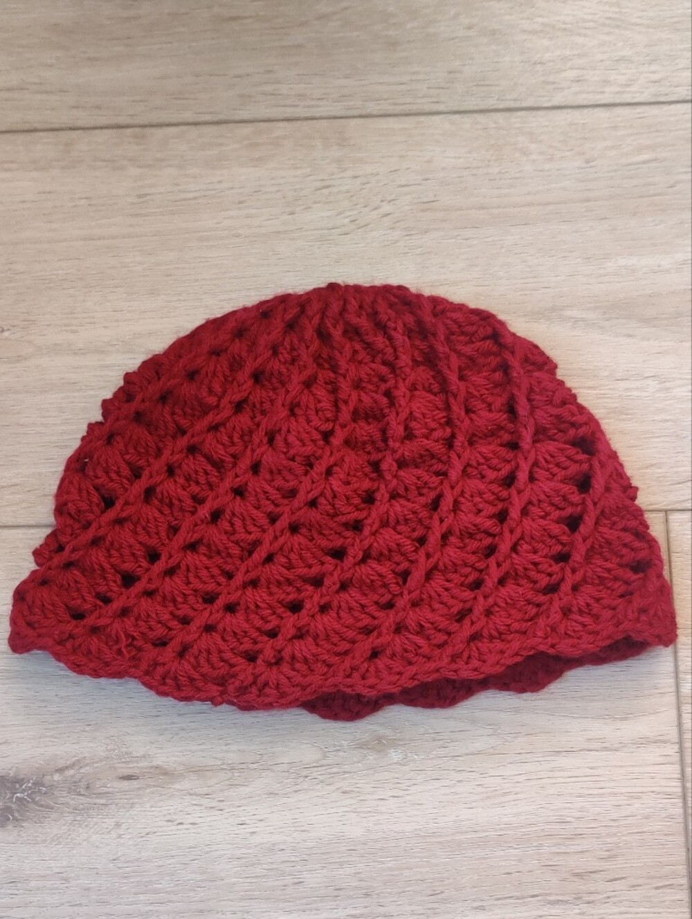 Hand-Crocheted Wool Beanie – Textured – One Size - Picture 7 of 7